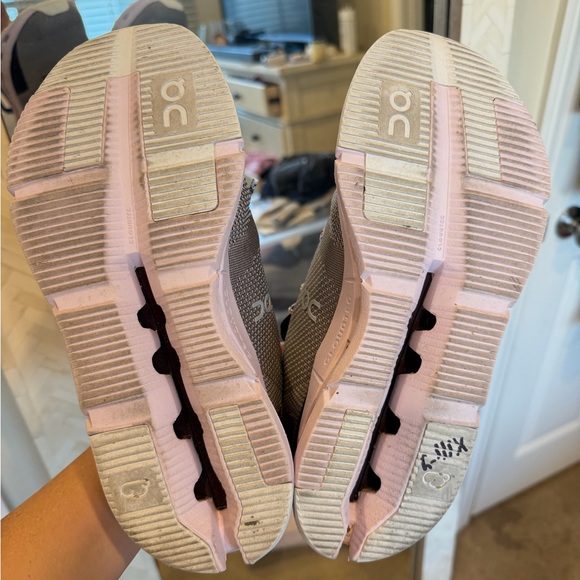 On Running Cloud Cloudnova Sneakers in Tan, Black & Purple Pink Accents - Picture 8 of 10